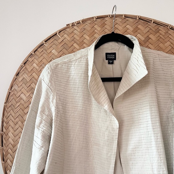 STUNNING 100% CREPE SILK EILEEN FISHER OPEN FRONT LIGHTWEIGHT JACKET - Picture 3 of 8